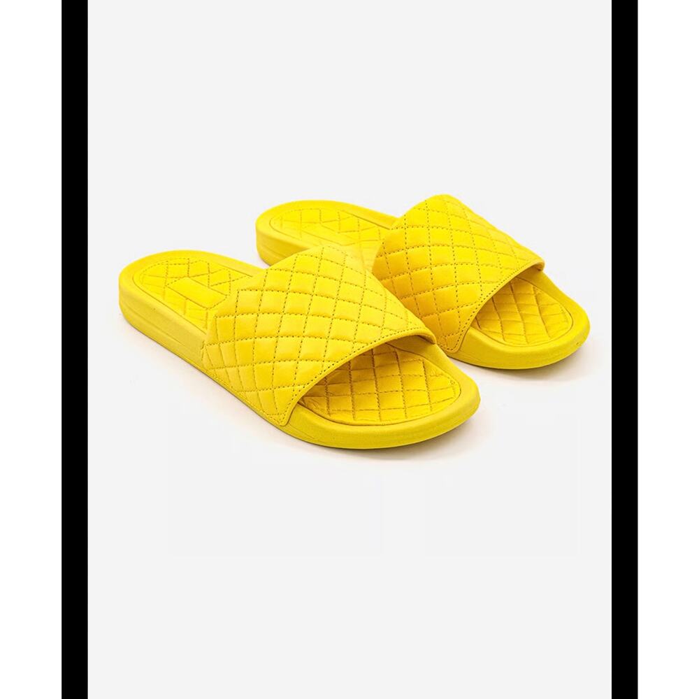 New Women’s APL  Lusso leather slides racing yellow size 7